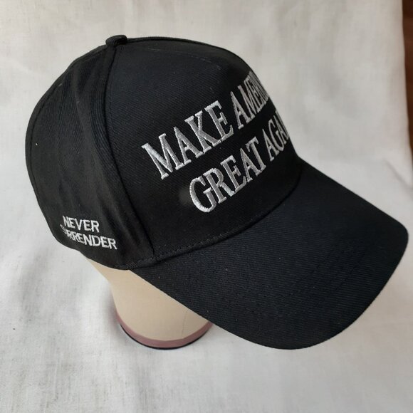 MAGA - Never Surrender - Black Baseball Cap - Adjustable Fit - Picture 5 of 9